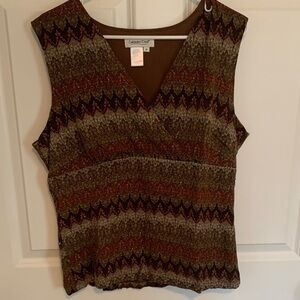 Coldwater Creek Zigzag Pattern Sleeveless Blouse